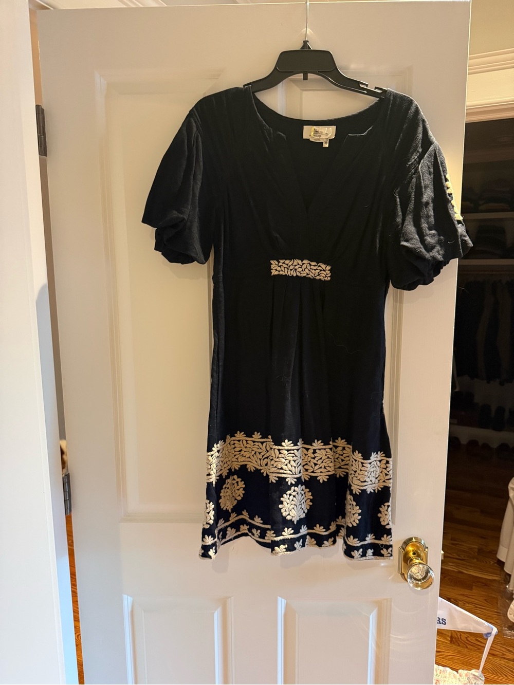 Black Embroidered Short Sleeve Dress - Anthropologie